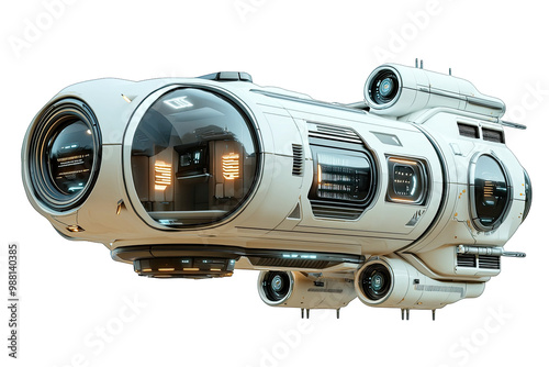 Sleek and futuristic spaceship design with advanced technology and aerodynamic features, perfect for sci-fi and space exploration themes.