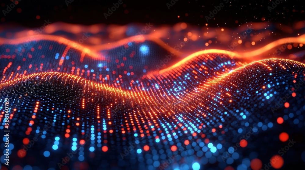 Fototapeta premium Abstract Red and Blue Bokeh Lights on Dark Background