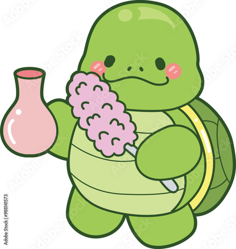 Kawaii turtle daily life sticker cute.
Cute turtle mascot illustrations.