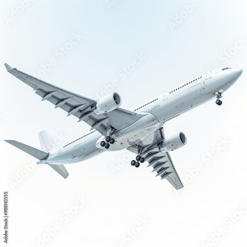 Realistic Airplane Cartoon Illustration in 3D Style