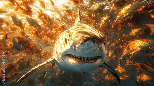 Great White Shark Mouth Open Underwater Close up
