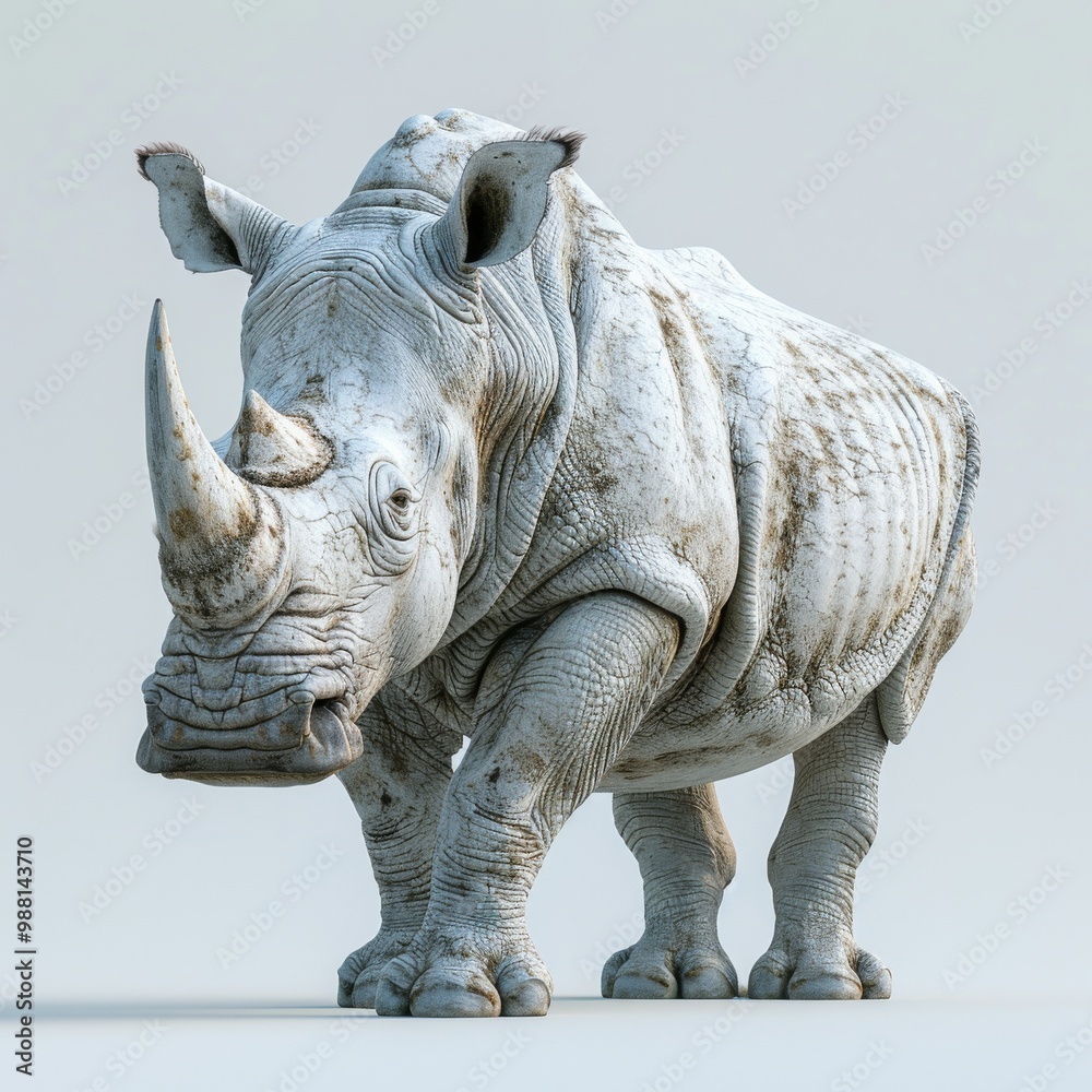 Fototapeta premium Realistic 3D Render of a Full-Bodied Rhino