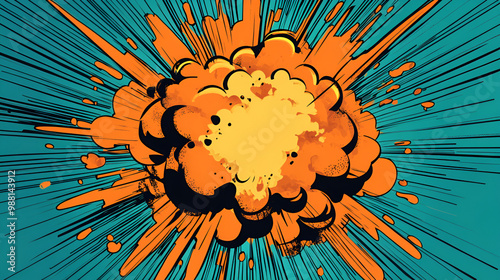  Large white speech bubble against dynamic background of radiating colourfull white speech bubble with blue outline, against vibrant background Dynamic comic clouds with vibrant background


