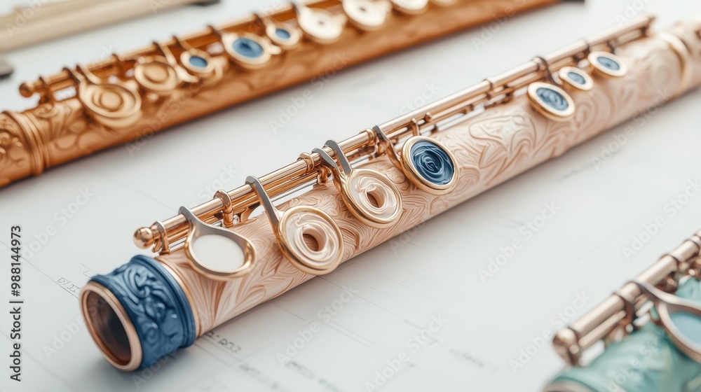 Naklejka premium Close up of a Flute on White Background