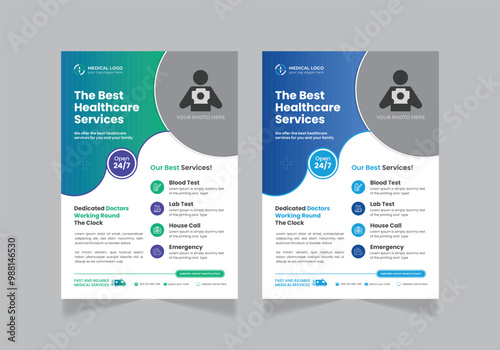 Corporate medical healthcare flyer or poster design a4 template