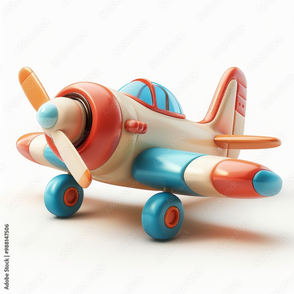 Colorful Cartoon Airplane 3D Icon Design Colorful Cartoon Airplane 3D Icon Design