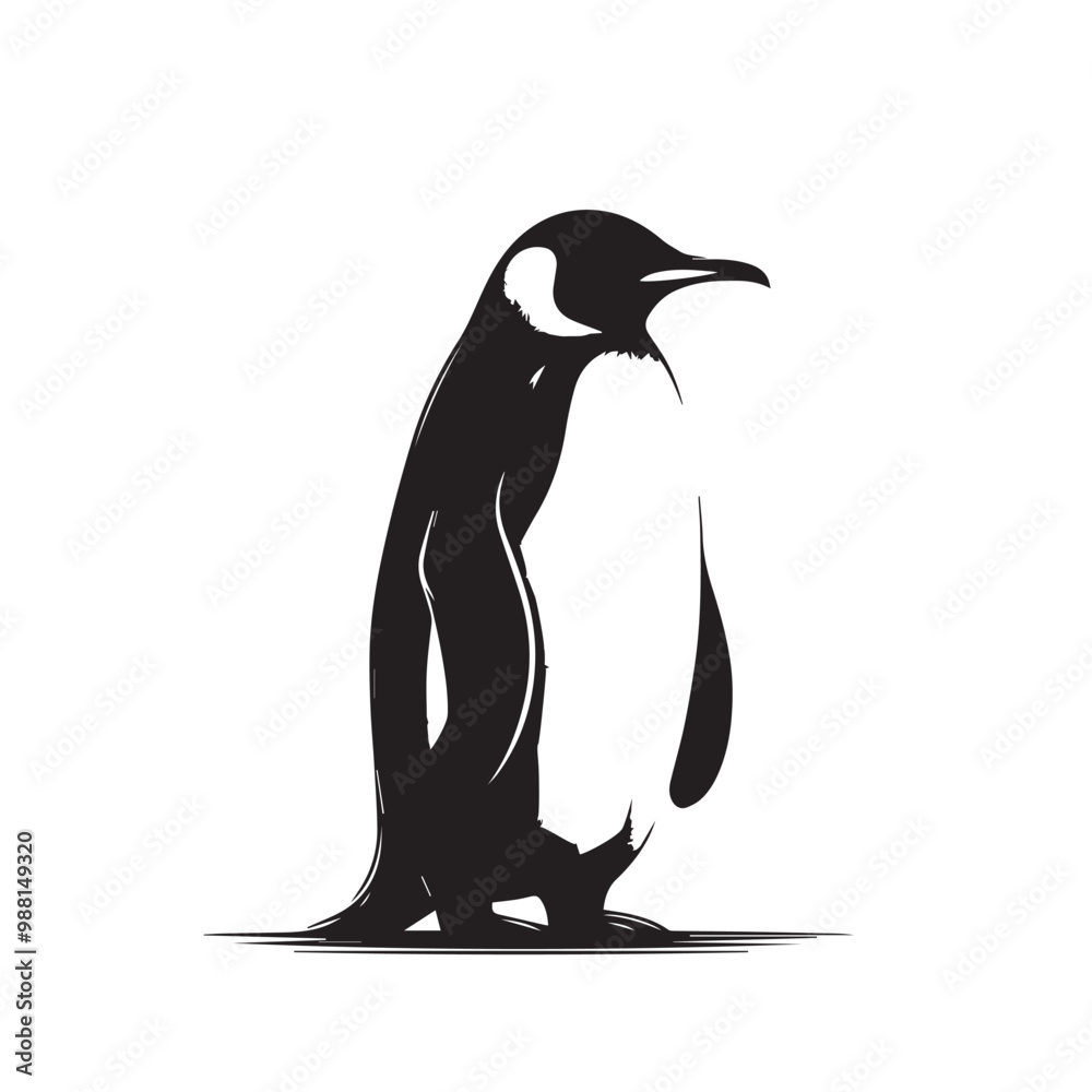 Obraz premium Penguin vector silhouette. Elegant logo icon of penguin. Penguin vector illustration black and white.
