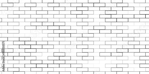 brick wall vector art simple outline design isolated white background, Seamless vector texture for continuous replicate. 