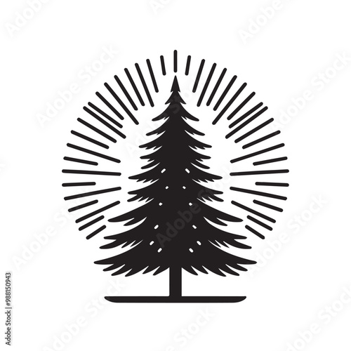 Pine tree vector silhouette. Pine tree logo, icon sign design. Evergreen tree illustration. Pine tree vector design isolated on white background.