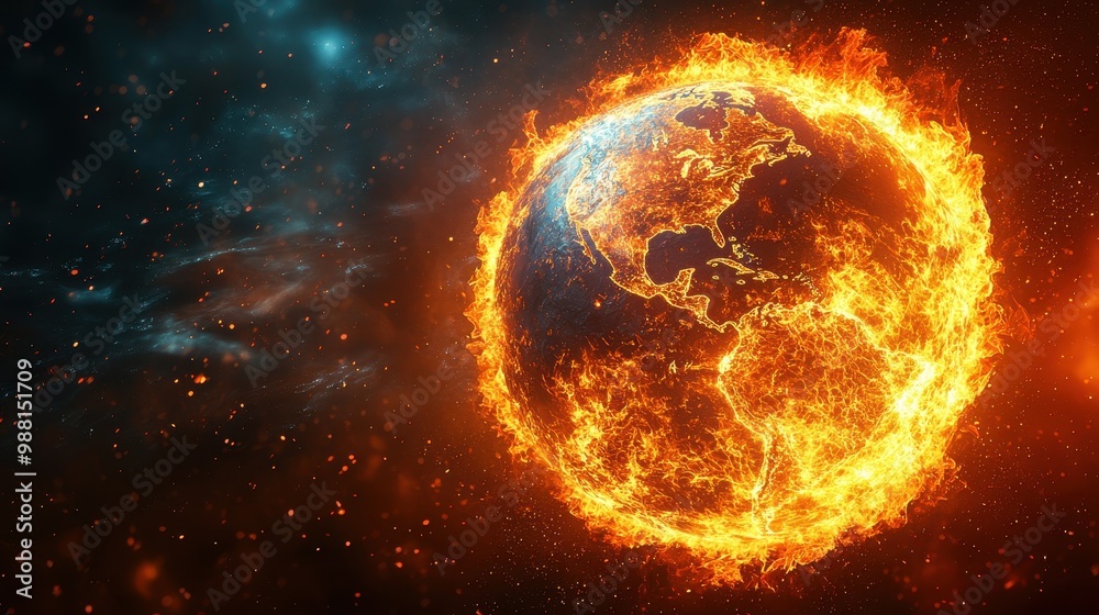 Burning Planet Earth Global Warming Climate Change Fire Disaster Burning Planet Earth Global Warming Climate Change Fire Disaster