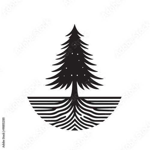 Pine tree vector silhouette. Pine tree logo, icon sign design. Evergreen tree illustration. Pine tree vector design isolated on white background.