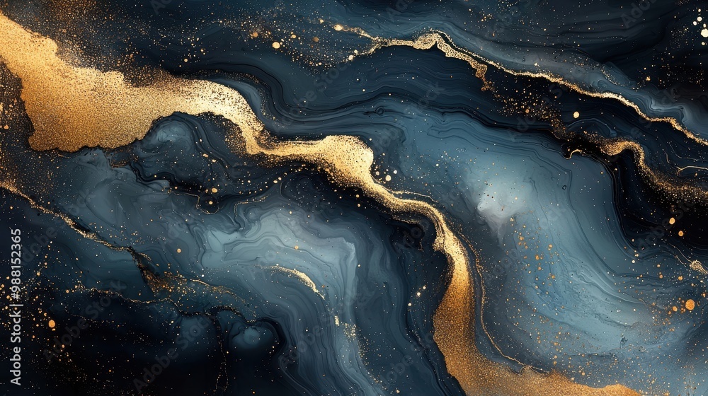 Abstract Blue and Gold Marble Texture Background Abstract Blue and Gold Marble Texture Background