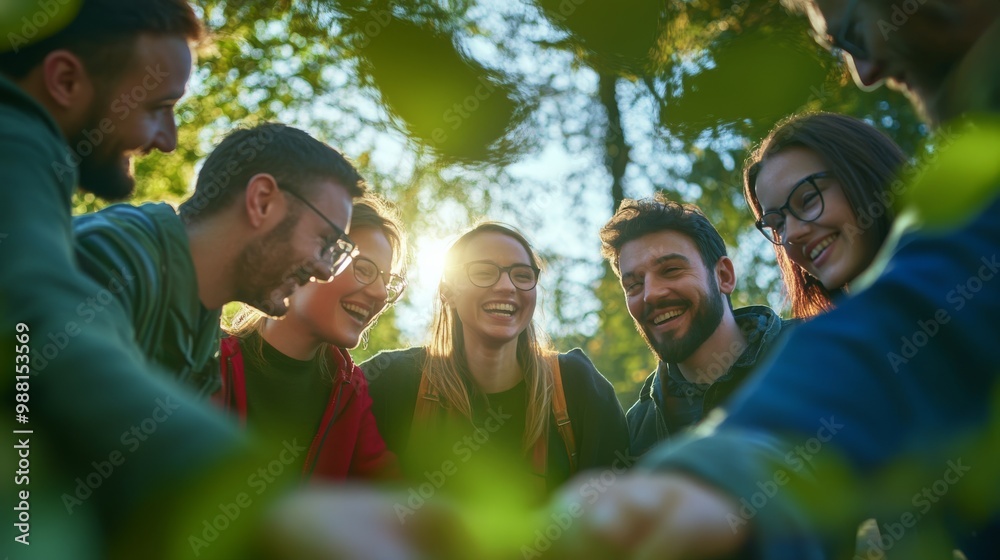 A joyful group of friends laughing together outdoors, surrounded by greenery and sunlight, capturing a moment of connection and happiness. A joyful group of friends laughing together outdoors, surrounded by greenery and sunlight, capturing a moment of connection and happiness.