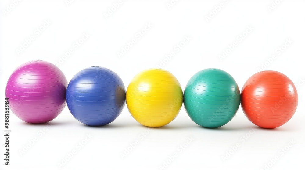 gym balls in different colors on white background gym balls in different colors on white background