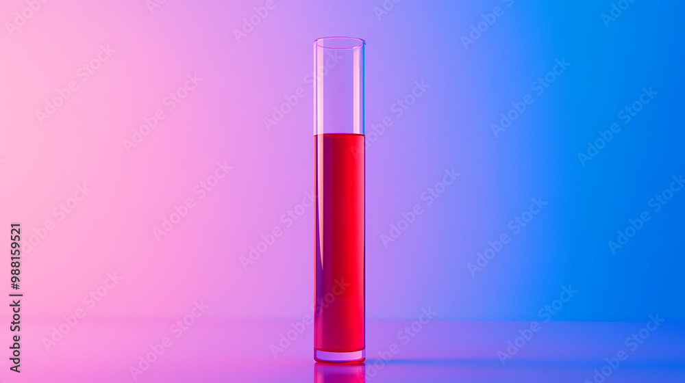 Scientific experiment with red liquid test tube Scientific experiment with red liquid test tube