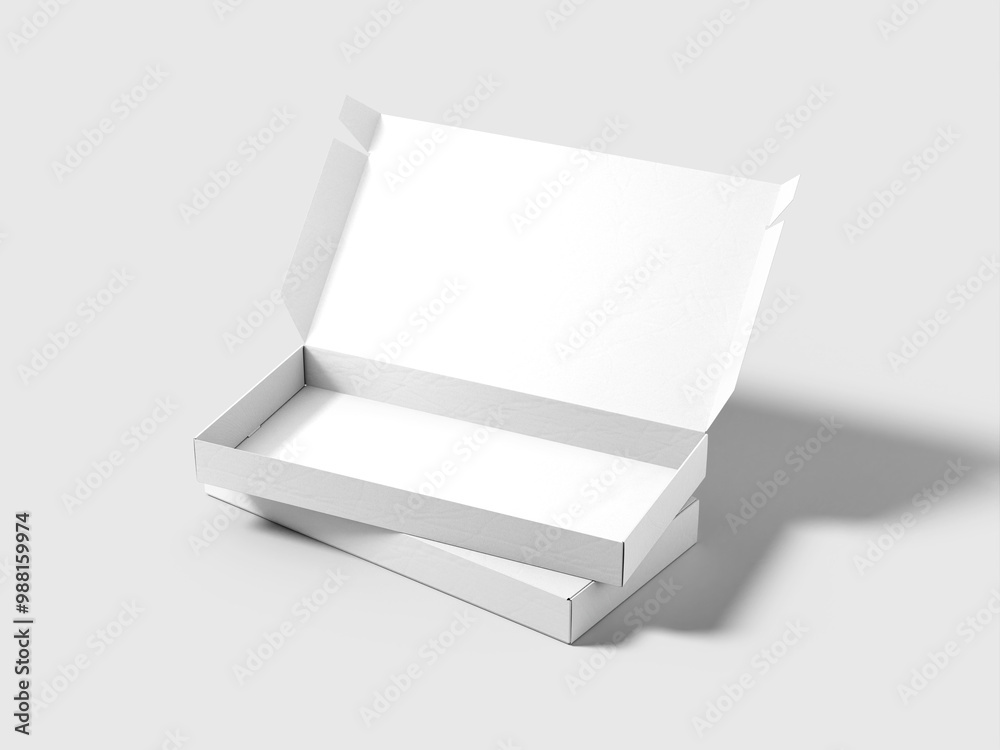 3D Isolated White Blank Open Rectangular Box Mockup 3D Isolated White Blank Open Rectangular Box Mockup