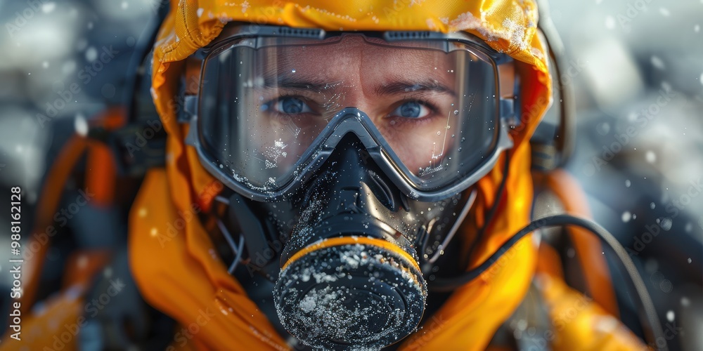 Close-up of a Woman Wearing a Protective Suit Close-up of a Woman Wearing a Protective Suit