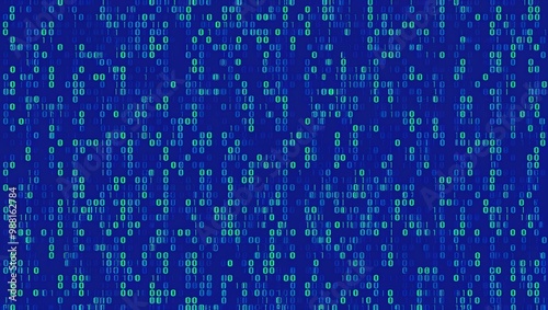 Blue Binary Data Software Programming Code Background.