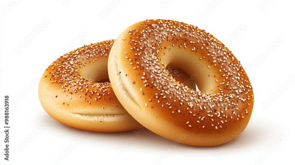 Crisp and Clean Turkish Bagels in Flat Vector Style on White Background Crisp and Clean Turkish Bagels in Flat Vector Style on White Background