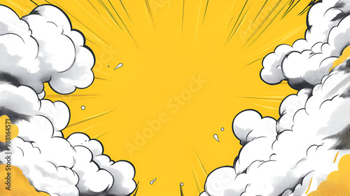 comic book, cartoon, speech bubble, puff cloud, yellow background, text template, comic style, cartoon design, illustration, comic text, bubble design, comic template, cartoon puff, speech cloud, vibr