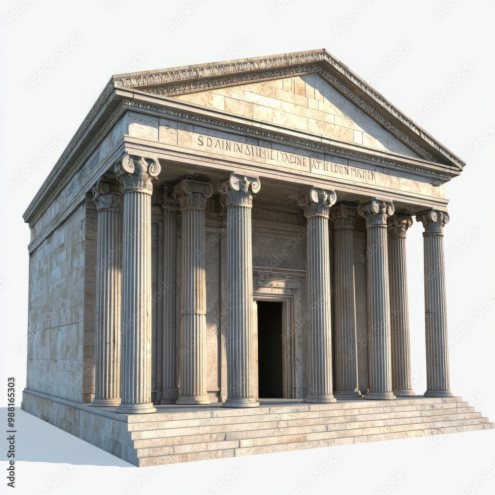 Fototapeta premium 3D Render of a Roman temple with a large central dome, on isolated white background