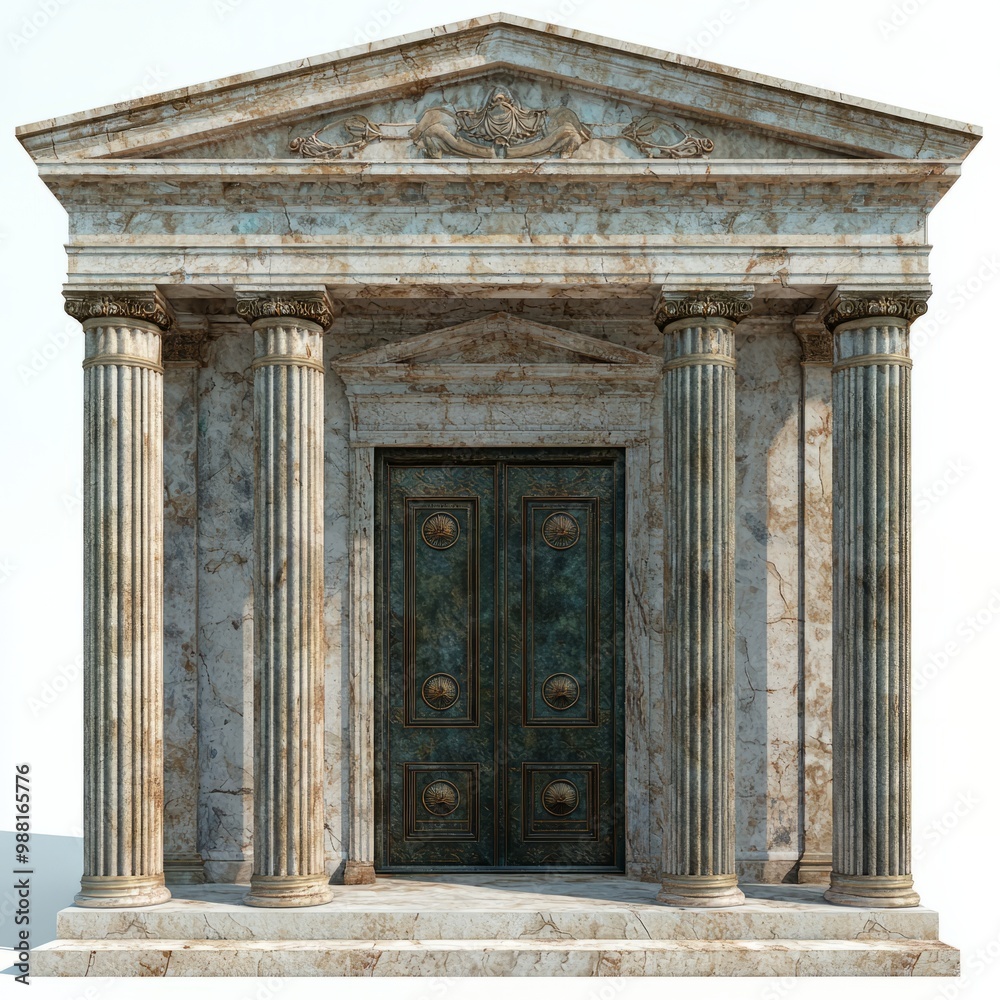 Fototapeta premium 3D Render of a Roman temple with a large central dome, on isolated white background