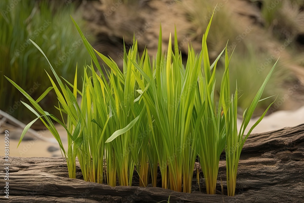 Obraz premium Vibrant River Grass Isolated on a Natural Backdrop with Realistic Detail