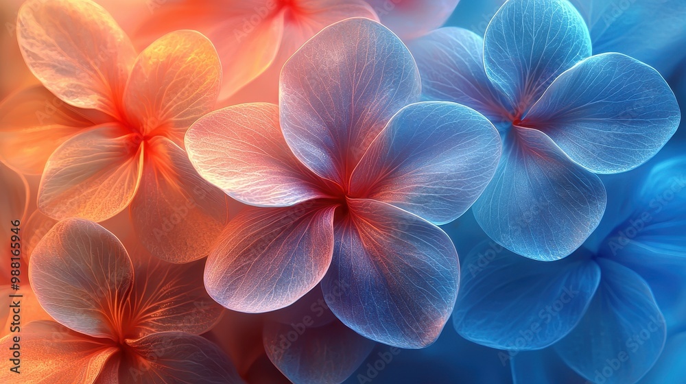 Abstract Floral Pattern with Blue and Orange Petals Abstract Floral Pattern with Blue and Orange Petals
