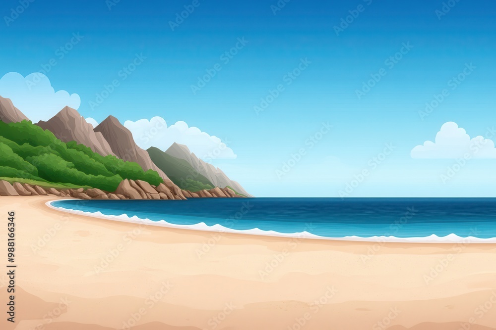Fototapeta premium Scenic beach with mountains and blue ocean