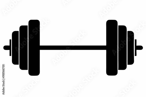 barbell icon, dumbbell silhouette vector

