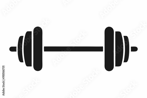 barbell icon, dumbbell silhouette vector

