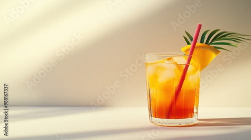 Refreshing Tropical Cocktail with Pineapple Garnish