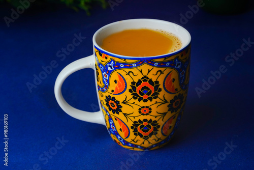 Tea, Milk Tea, Tea add in cup, cup of tea, Indian chai, Interior sindh chai, sindhi style tea, colorful background photo