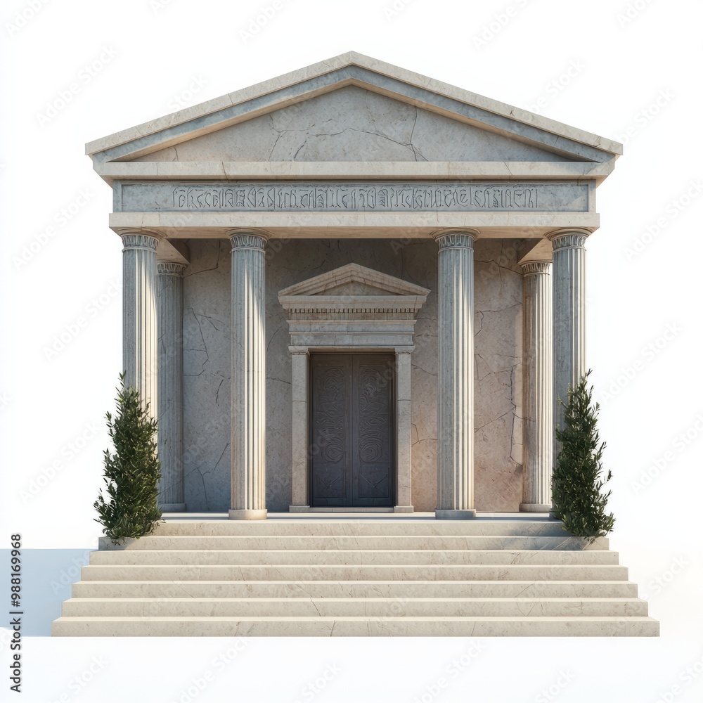 Fototapeta premium 3D Render of a Roman temple with a serene courtyard, on isolated white background