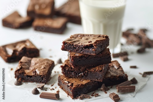 brownies with a glass of milk