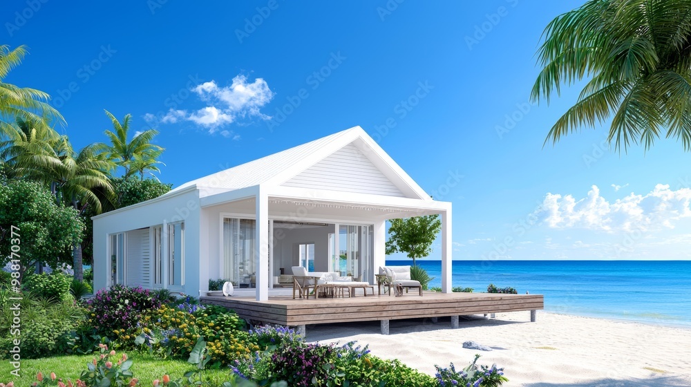 Modern Beach House with Tropical Landscape Modern Beach House with Tropical Landscape