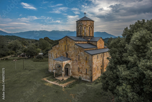  Mokva Cathedral of the Dormition of the Blessed Virgin Mary in Abkhazia. An ancient Christian sanctuary. photo