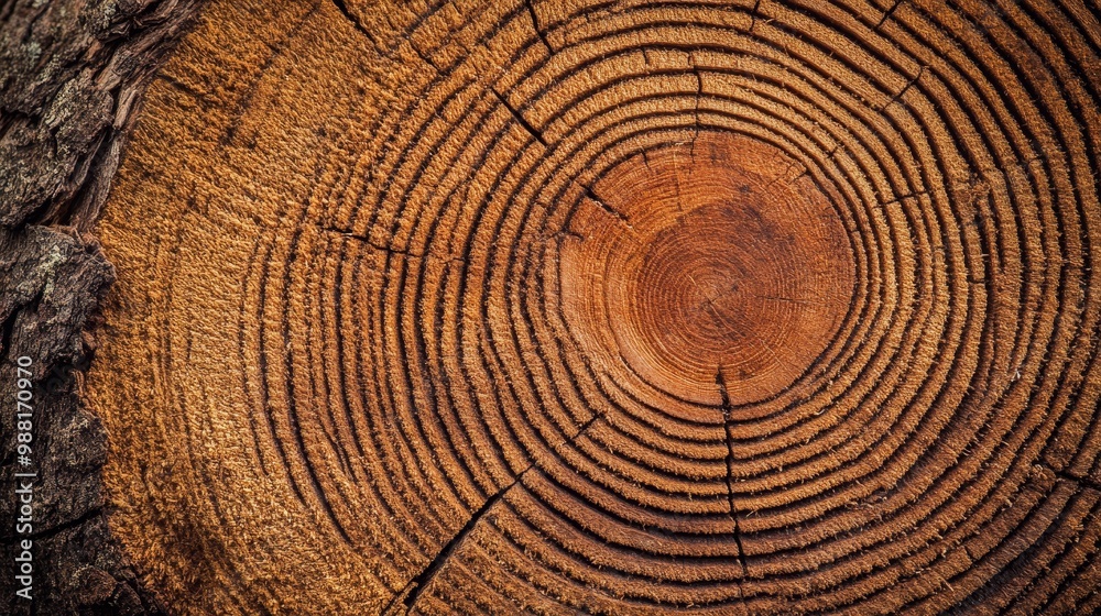 Naklejka premium Close up textures of growth rings on tree trunk
