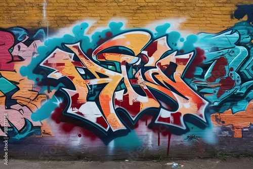 Innovative Urban Graffiti Tag Texture with Unconventional Spray Techniques