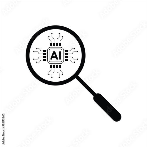 AI or Artificial intelligence analysis chip icon for apps and websites. Vector illustration design. Eps 10.