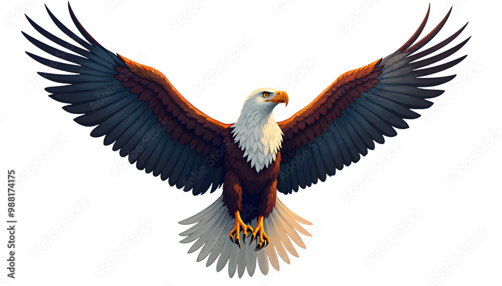 A Majestic Bald Eagle Soars With Wings Outstretched A Majestic Bald Eagle Soars With Wings Outstretched