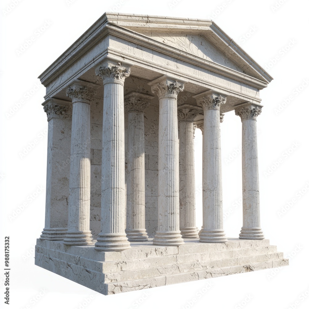 3D Render of a Roman temple with tall Corinthian columns, on isolated white background 3D Render of a Roman temple with tall Corinthian columns, on isolated white background
