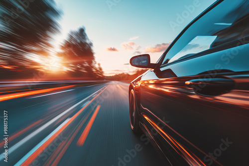 car at high speed along the highway obscures the speed of movement