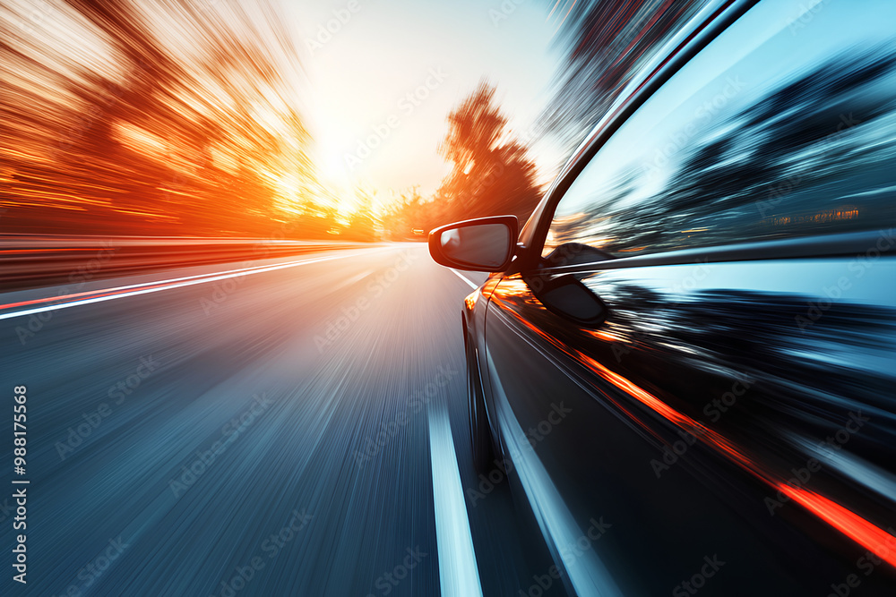 car at high speed along the highway obscures the speed of movement car at high speed along the highway obscures the speed of movement