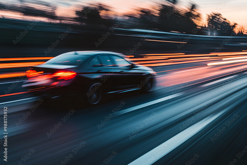 car at high speed along the highway obscures the speed of movement car at high speed along the highway obscures the speed of movement