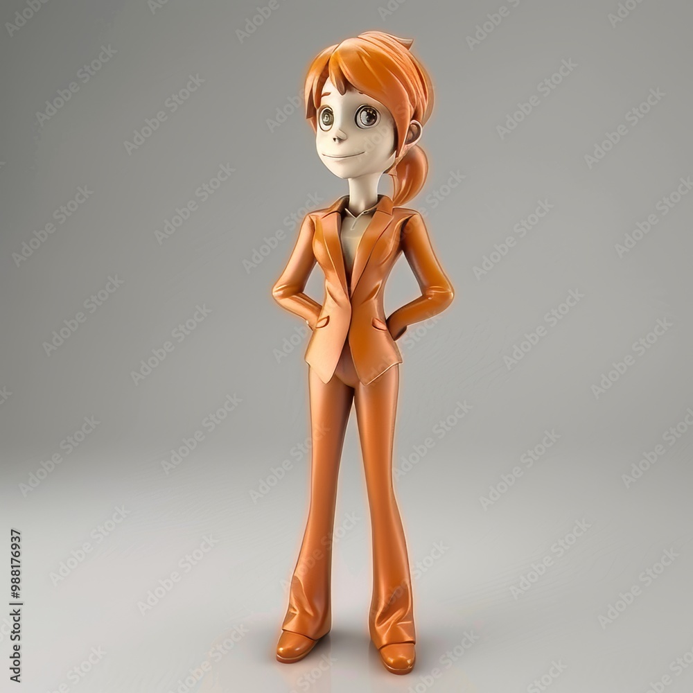 Businesswoman Cartoon Character in Stylish Suit