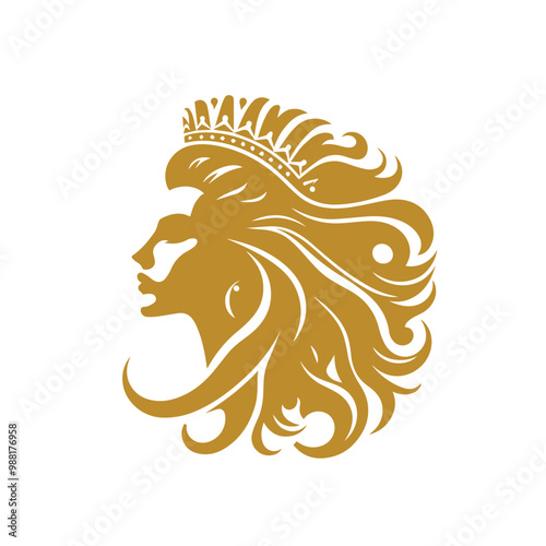 Queen logo, icon. Luxury queen logo. Premium queen vector silhouette. Ornamental luxury logo. Elegant cosmetic female logo.