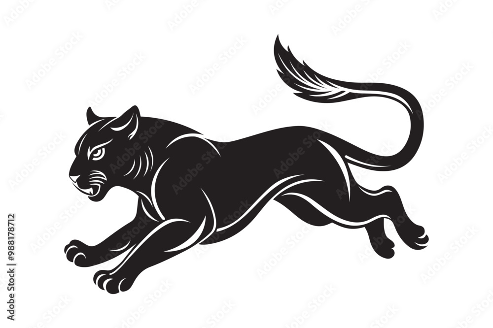 Fototapeta premium Tiger silhouette vector art illustration 