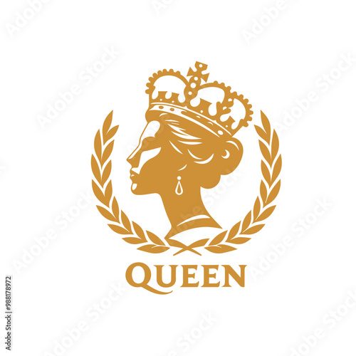 Queen logo, icon. Luxury queen logo. Premium queen vector silhouette. Ornamental luxury logo. Elegant cosmetic female logo.