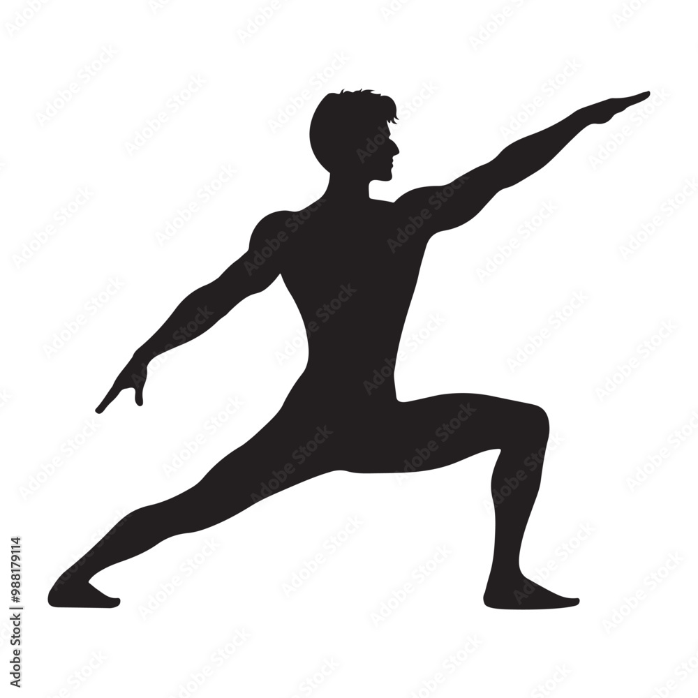Yoga pose man silhouette vector art illustration isolated on white background. Yoga pose man silhouette vector art illustration isolated on white background.